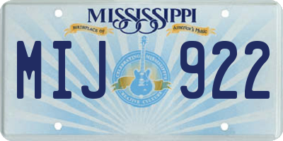 MS license plate MIJ922