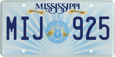 MS license plate MIJ925