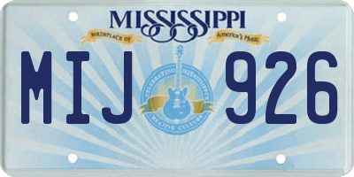 MS license plate MIJ926