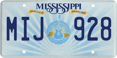 MS license plate MIJ928