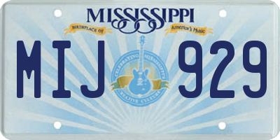 MS license plate MIJ929