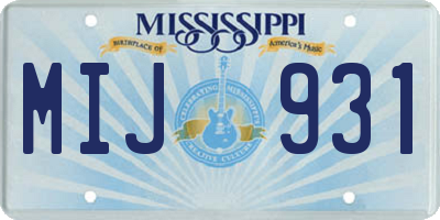 MS license plate MIJ931