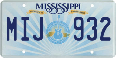 MS license plate MIJ932