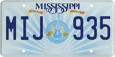 MS license plate MIJ935