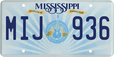 MS license plate MIJ936