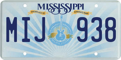 MS license plate MIJ938