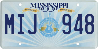 MS license plate MIJ948