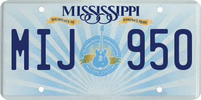 MS license plate MIJ950
