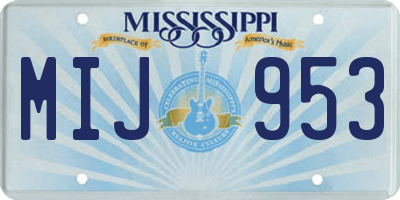 MS license plate MIJ953