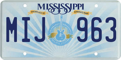 MS license plate MIJ963