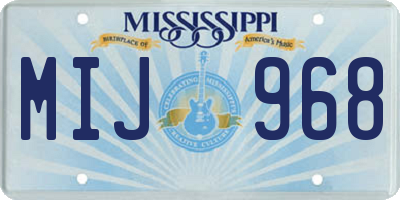 MS license plate MIJ968