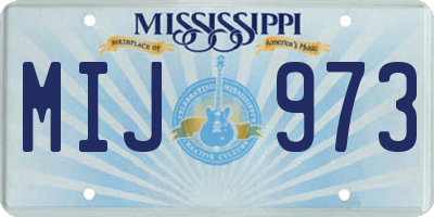 MS license plate MIJ973