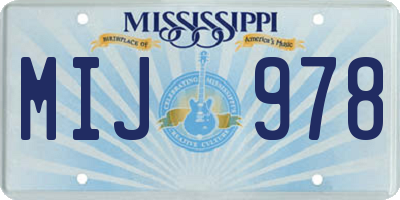 MS license plate MIJ978