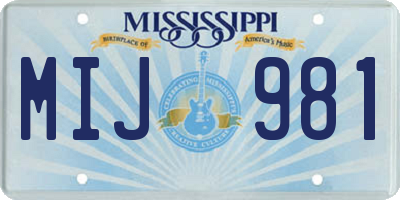 MS license plate MIJ981