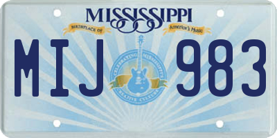 MS license plate MIJ983
