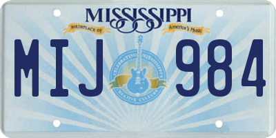 MS license plate MIJ984