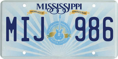 MS license plate MIJ986