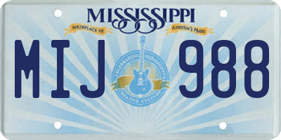 MS license plate MIJ988