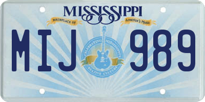 MS license plate MIJ989