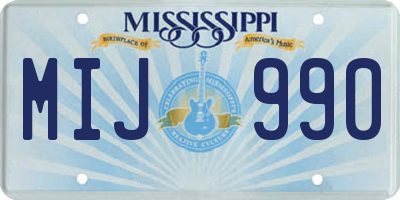 MS license plate MIJ990