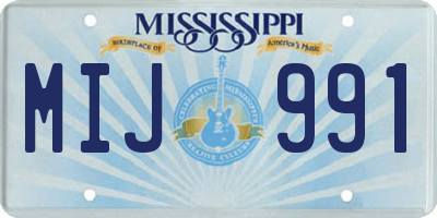 MS license plate MIJ991