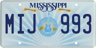 MS license plate MIJ993