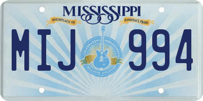 MS license plate MIJ994