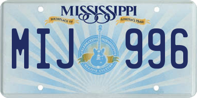 MS license plate MIJ996