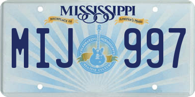 MS license plate MIJ997