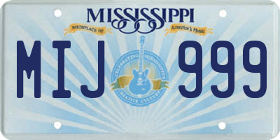 MS license plate MIJ999