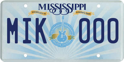MS license plate MIK000
