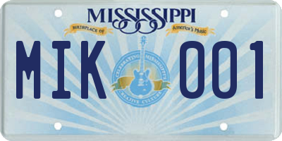 MS license plate MIK001