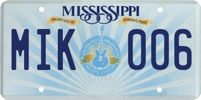 MS license plate MIK006