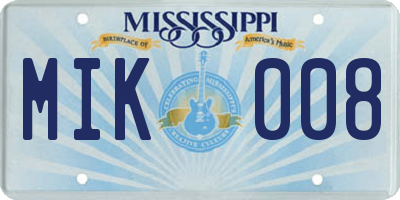 MS license plate MIK008