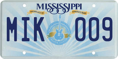 MS license plate MIK009