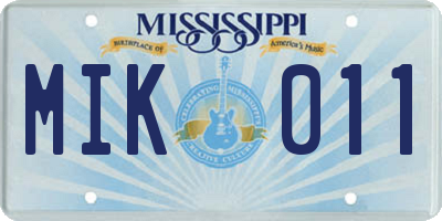 MS license plate MIK011