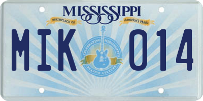 MS license plate MIK014