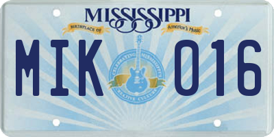 MS license plate MIK016