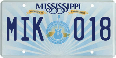 MS license plate MIK018