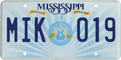 MS license plate MIK019