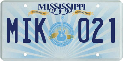 MS license plate MIK021