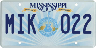 MS license plate MIK022