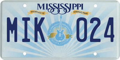 MS license plate MIK024