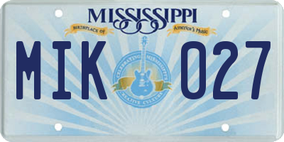 MS license plate MIK027