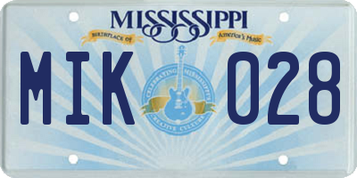 MS license plate MIK028