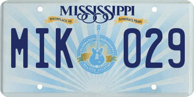 MS license plate MIK029