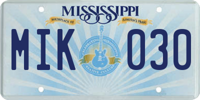 MS license plate MIK030