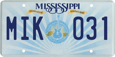 MS license plate MIK031