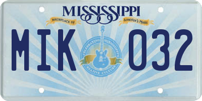 MS license plate MIK032