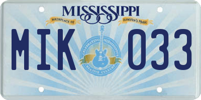 MS license plate MIK033